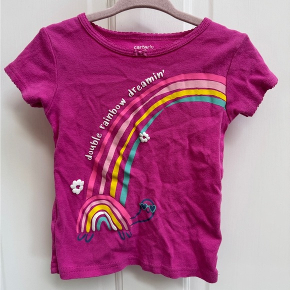 Carter's Other - Carter's 2T Girls Pink Short Sleeve Tee Double Rainbow Dreamin Pajama Top